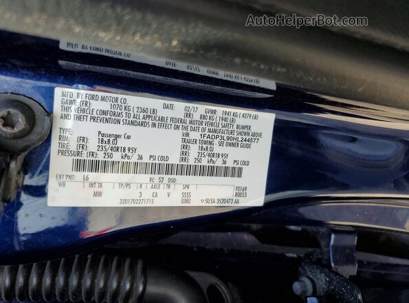 1FADP3L90HL244577 2017 FORD FOCUS Синий Вид подкапотного пространства