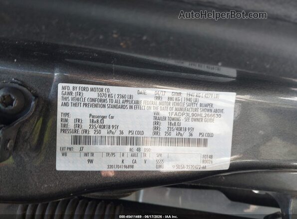 1FADP3L90HL266630 2017 FORD FOCUS ST Gray ძრავის განყოფილების ხედი
