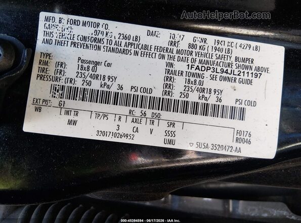 1FADP3L94JL211197 2018 FORD FOCUS ST Black Widok komory silnika