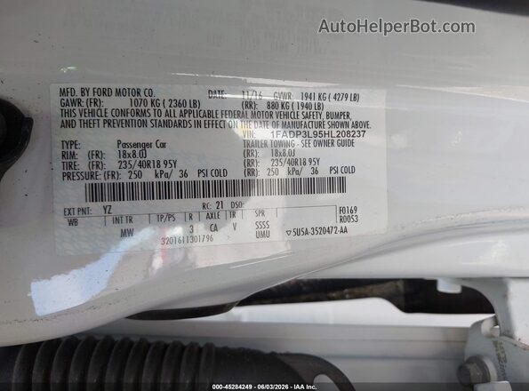 1FADP3L95HL208237 2017 FORD FOCUS ST White Widok komory silnika