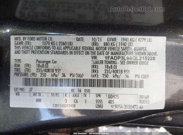 1FADP3L98GL215228 2016 FORD FOCUS ST Gray ძრავის განყოფილების ხედი