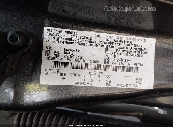 1FADP3L9XHL285203 2017 FORD FOCUS ST Gray Շարժիչի բաժամունքի տեսք