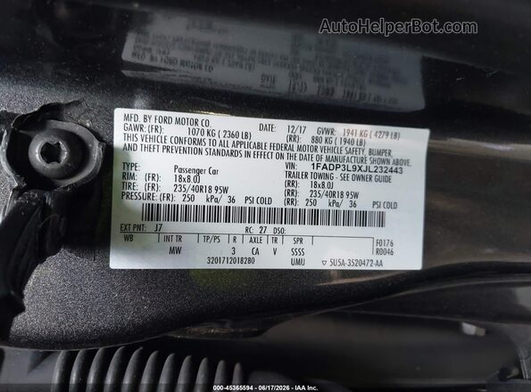 1FADP3L9XJL232443 2018 FORD FOCUS ST Gray Вид підкапотного простору