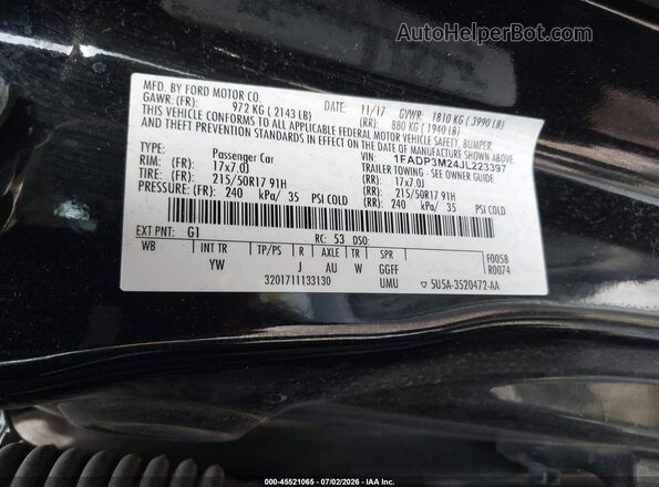 1FADP3M24JL223397 2018 FORD FOCUS Black Widok komory silnika