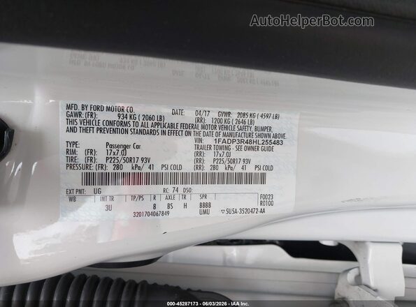 1FADP3R48HL255483 2017 FORD FOCUS ELECTRIC White Engine compartment view