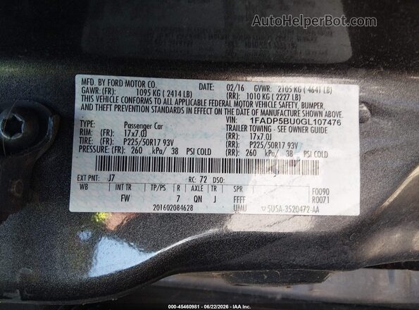 1FADP5BU0GL107476 2016 FORD C-MAX HYBRID Gray Engine compartment view