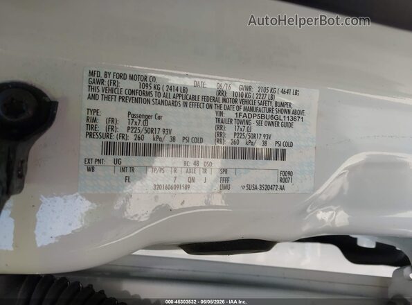 1FADP5BU6GL113671 2016 FORD C-MAX HYBRID White ძრავის განყოფილების ხედი