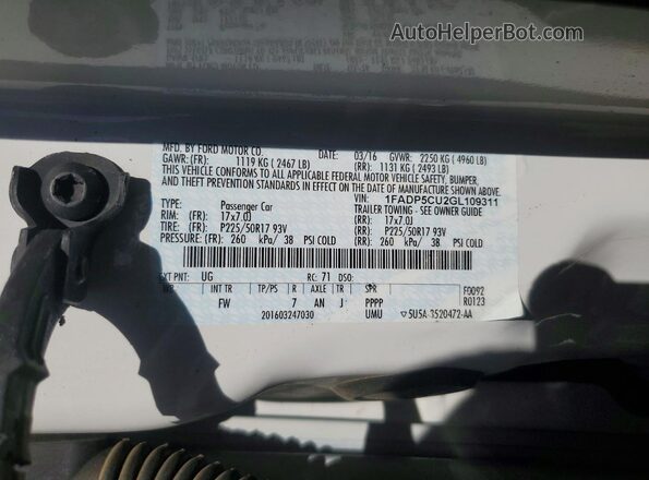 1FADP5CU2GL109311 2016 FORD C-MAX White Widok komory silnika