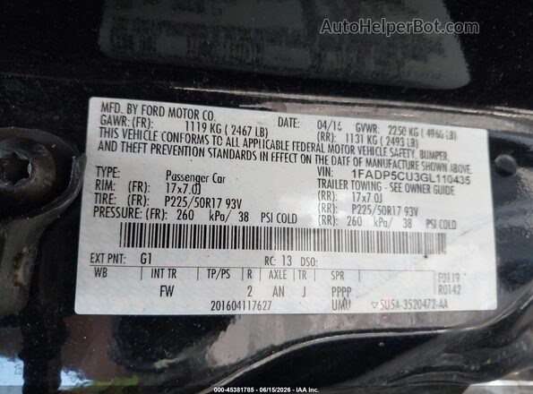 1FADP5CU3GL110435 2016 FORD C-MAX ENERGI Black Widok komory silnika
