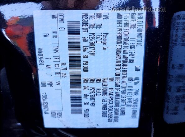 1FADP5CU7GL105528 2016 FORD C-MAX Black Vista del compartimento del motor