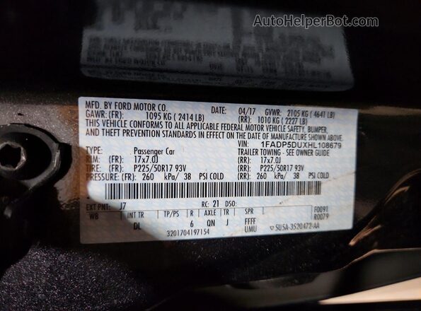 1FADP5DUXHL108679 2017 FORD C-MAX Charcoal VIN sticker view