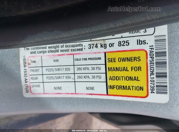 1FADP5EU2HL107394 2017 FORD C-MAX ENERGI Silver ძრავის განყოფილების ხედი