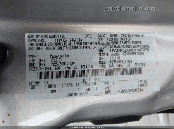 1FADP5EU6HL107379 2017 FORD C-MAX ENERGI Silver Вид підкапотного простору