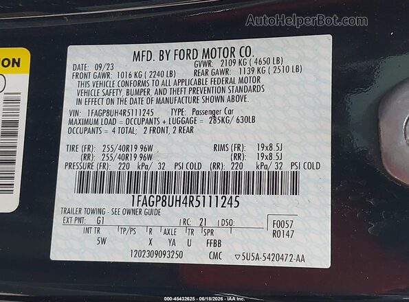 1FAGP8UH4R5111245 2024 FORD MUSTANG Black 