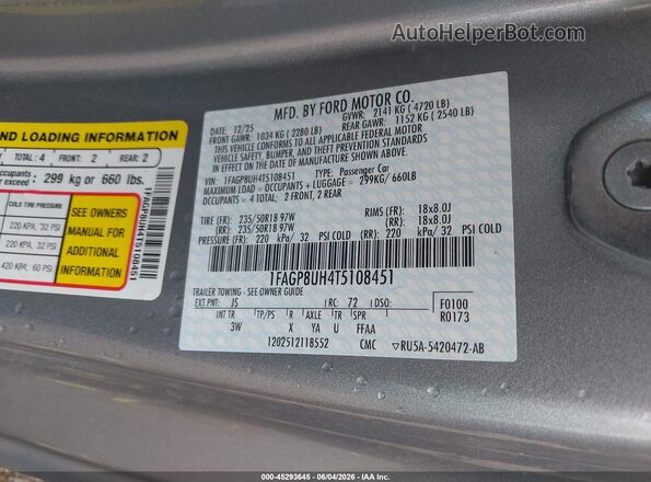 1FAGP8UH4T5108451 2026 FORD MUSTANG Silver Widok komory silnika