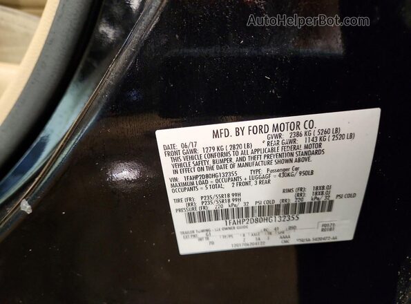 1FAHP2D80HG132355 2017 FORD TAURUS Black Vista del compartimento del motor