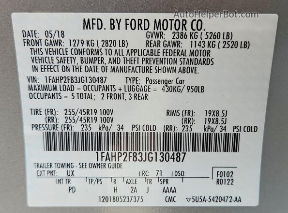 1FAHP2F83JG130487 2018 FORD TAURUS Silver Engine compartment view