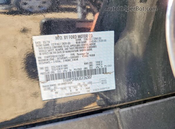 1FAHP2F8XJG126307 2018 FORD TAURUS Black Vista del compartimento del motor