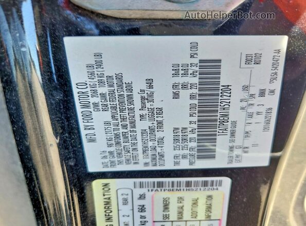 1FATP8EM1H5212204 2017 FORD MUSTANG Black Engine compartment view