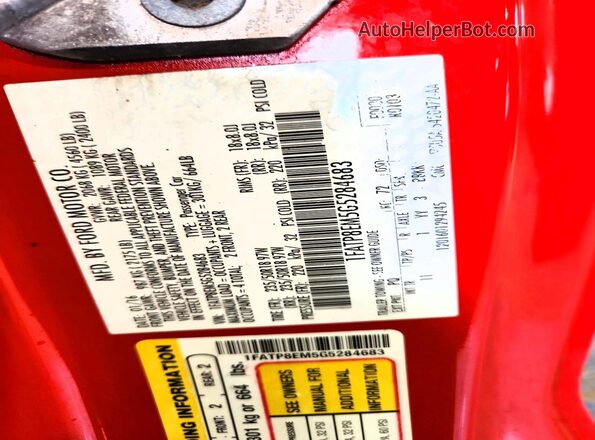 1FATP8EM5G5284683 2016 FORD MUSTANG Red 