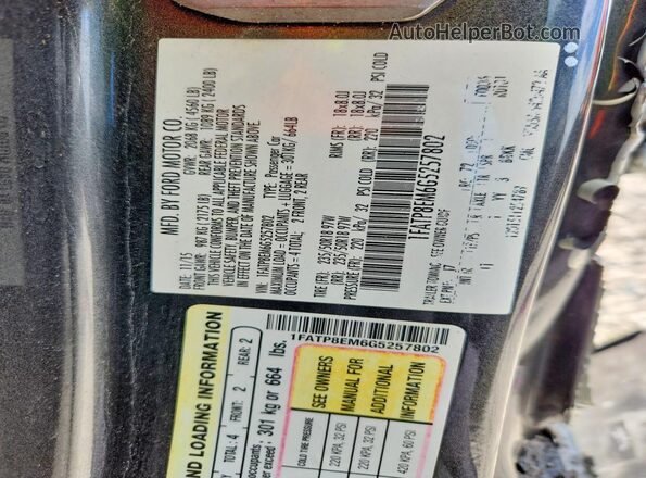 1FATP8EM6G5257802 2016 FORD MUSTANG Gray 