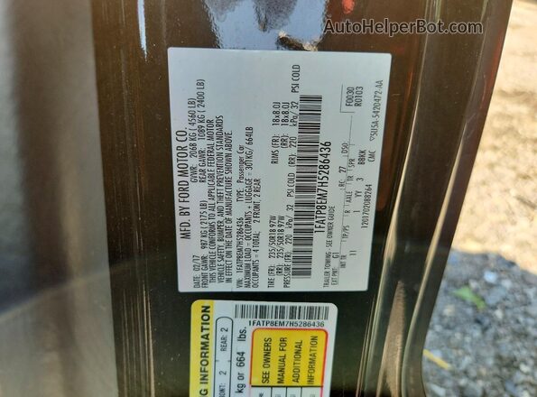 1FATP8EM7H5286436 2017 FORD MUSTANG Black Vista del compartimento del motor