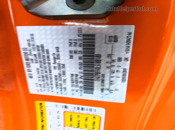 1FATP8FF0L5188180 2020 FORD MUSTANG Orange VIN კოდის სტიკერის ხედი