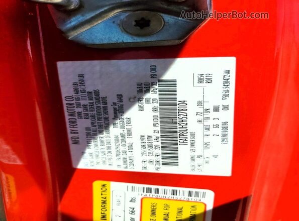 1FATP8UH2H5278104 2017 FORD MUSTANG Red Vista del compartimento del motor