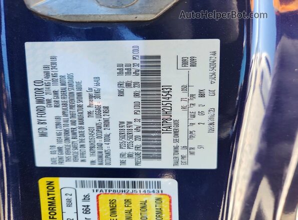 1FATP8UH2J5145431 2018 FORD MUSTANG Blue Engine compartment view