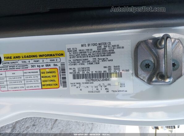 1FATP8UH5G5304841 2016 FORD MUSTANG White ძრავის განყოფილების ხედი