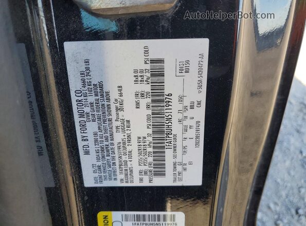 1FATP8UH5N5119976 2022 FORD MUSTANG Black Вид наклейки з VIN-кодом