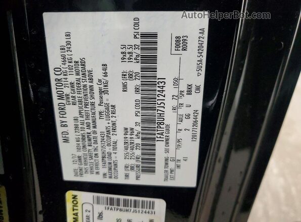 1FATP8UH7J5124431 2018 FORD MUSTANG Черный Вид наклейки с VIN-кодом
