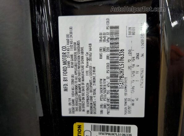 1FATP8UH7L5106336 2020 FORD MUSTANG Black Engine compartment view
