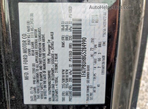 1FATP8UH8G5284990 2016 FORD MUSTANG Black Vista del compartimento del motor