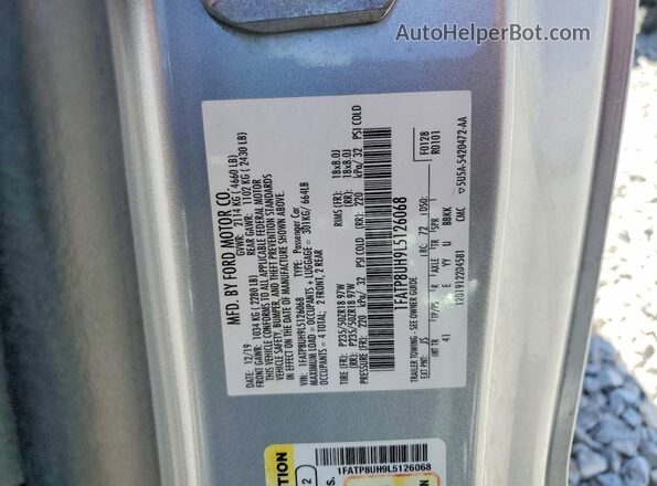 1FATP8UH9L5126068 2020 FORD MUSTANG Silver VIN sticker view