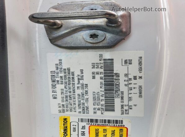 1FATP8UHXK5181689 2019 FORD MUSTANG Белый Вид подкапотного пространства