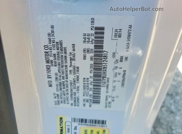 1FATP8UHXN5124817 2022 FORD MUSTANG White Engine compartment view