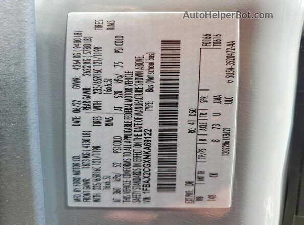 1FBAX2CGXNKA69122 2022 FORD TRANSIT Gray 