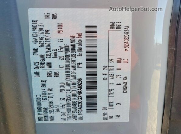 1FBAX2CGXNKA69296 2022 FORD TRANSIT Gray 