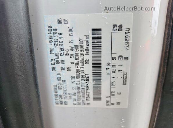 1FBAX2Y80PKA48977 2023 FORD TRANSIT White Widok naklejki z numerem VIN