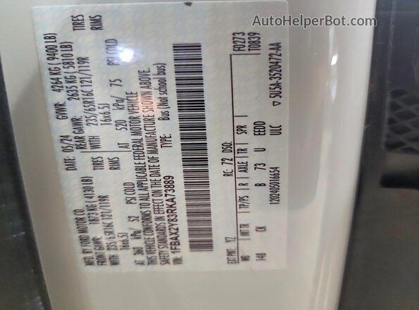 1FBAX2Y83RKA73889 2024 FORD TRANSIT White Вид наклейки з VIN-кодом
