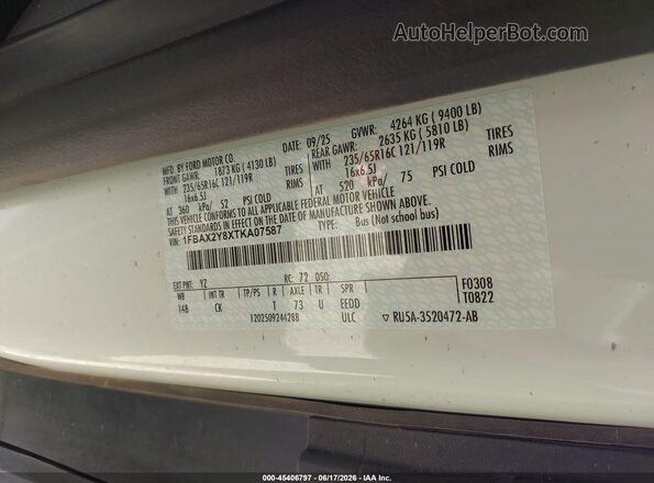 1FBAX2Y8XTKA07587 2026 FORD TRANSIT-350 White Engine compartment view