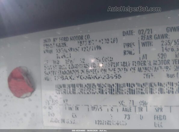 1FBAX2YG3MKA23655 2021 FORD TRANSIT-350 White Շարժիչի բաժամունքի տեսք