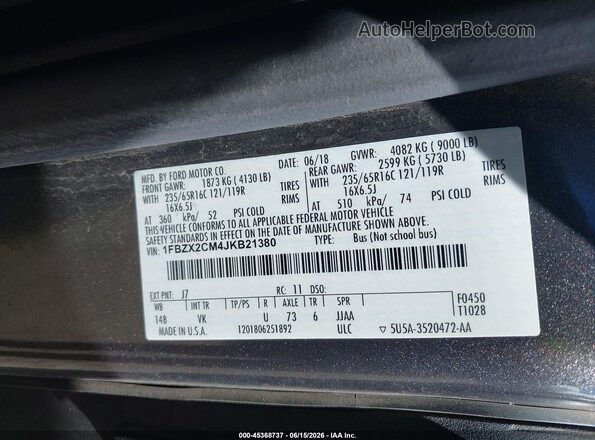 1FBZX2CM4JKB21380 2018 FORD TRANSIT-350 Gray Widok komory silnika