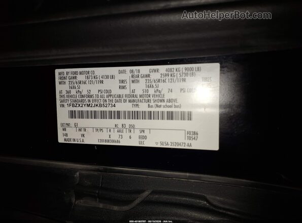 1FBZX2YM2JKB52734 2018 FORD TRANSIT-350 Black Engine compartment view
