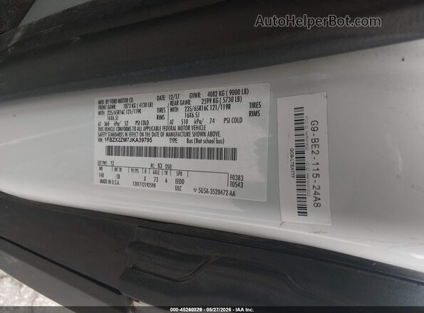1FBZX2ZM7JKA39795 2018 FORD TRANSIT-350 White Engine compartment view