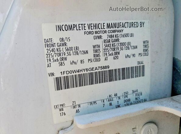 1FD0W4HY6GEA75889 2016 FORD F450 Yellow 