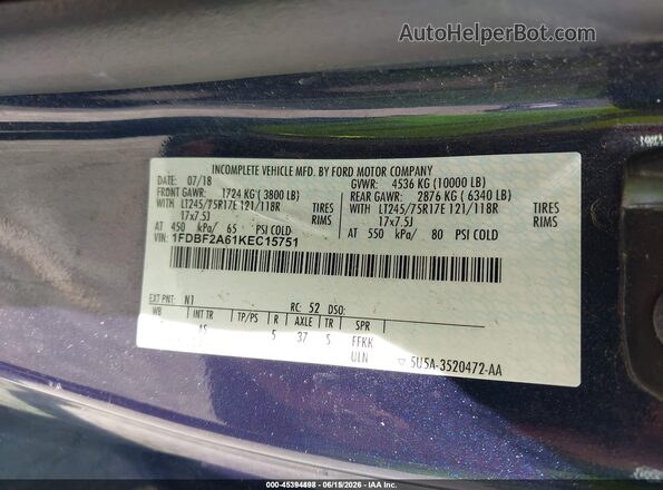 1FDBF2A61KEC15751 2019 FORD F-250 Dark Blue Вид подкапотного пространства