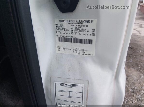 1FDBF2A67GED31124 2016 FORD F-250 White ძრავის განყოფილების ხედი