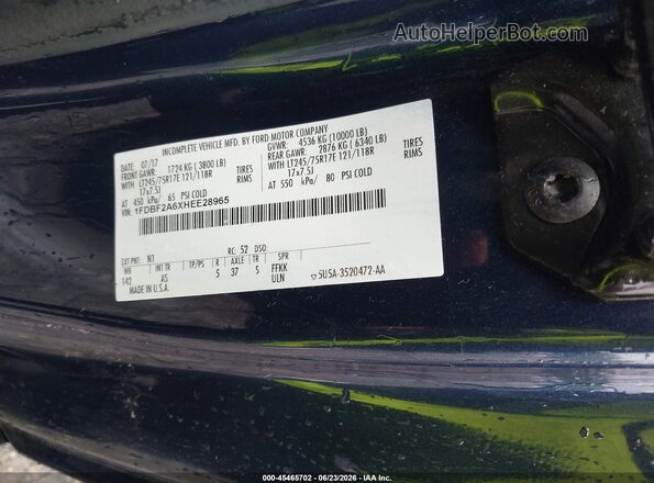 1FDBF2A6XHEE28965 2017 FORD F-250 Blue ძრავის განყოფილების ხედი